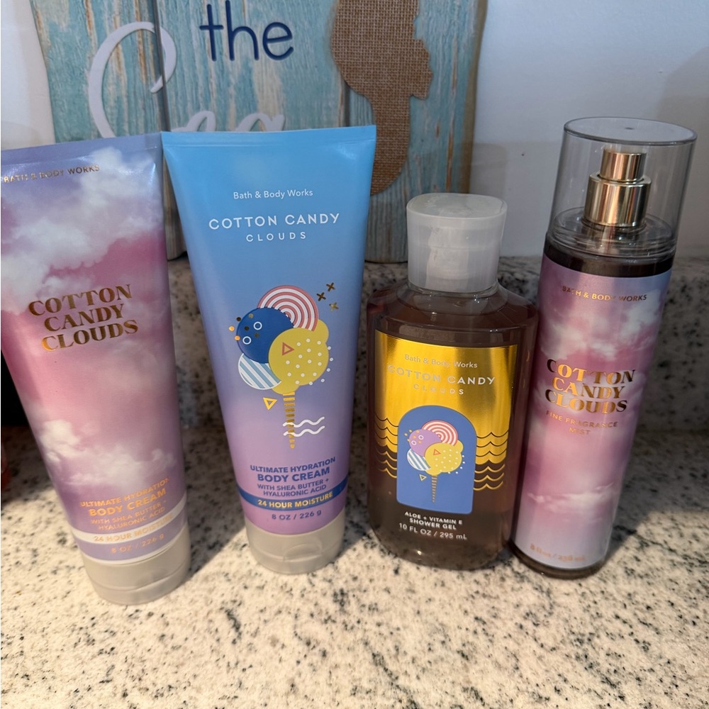 Bath & Body Works Cotton Candy Clouds Body Care Set - Pink/Blue/Yellow